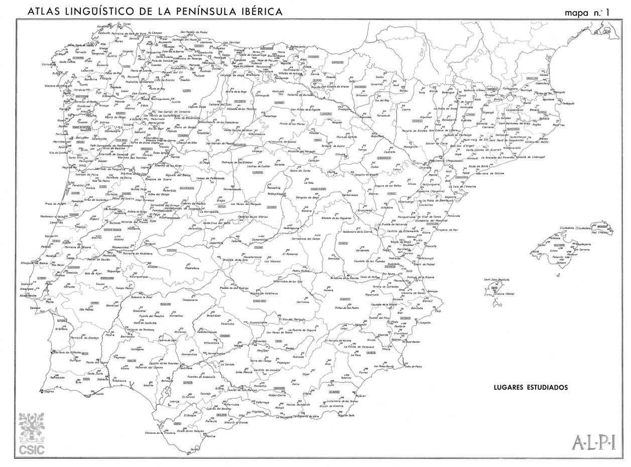 Mapa de los lugares estudiados